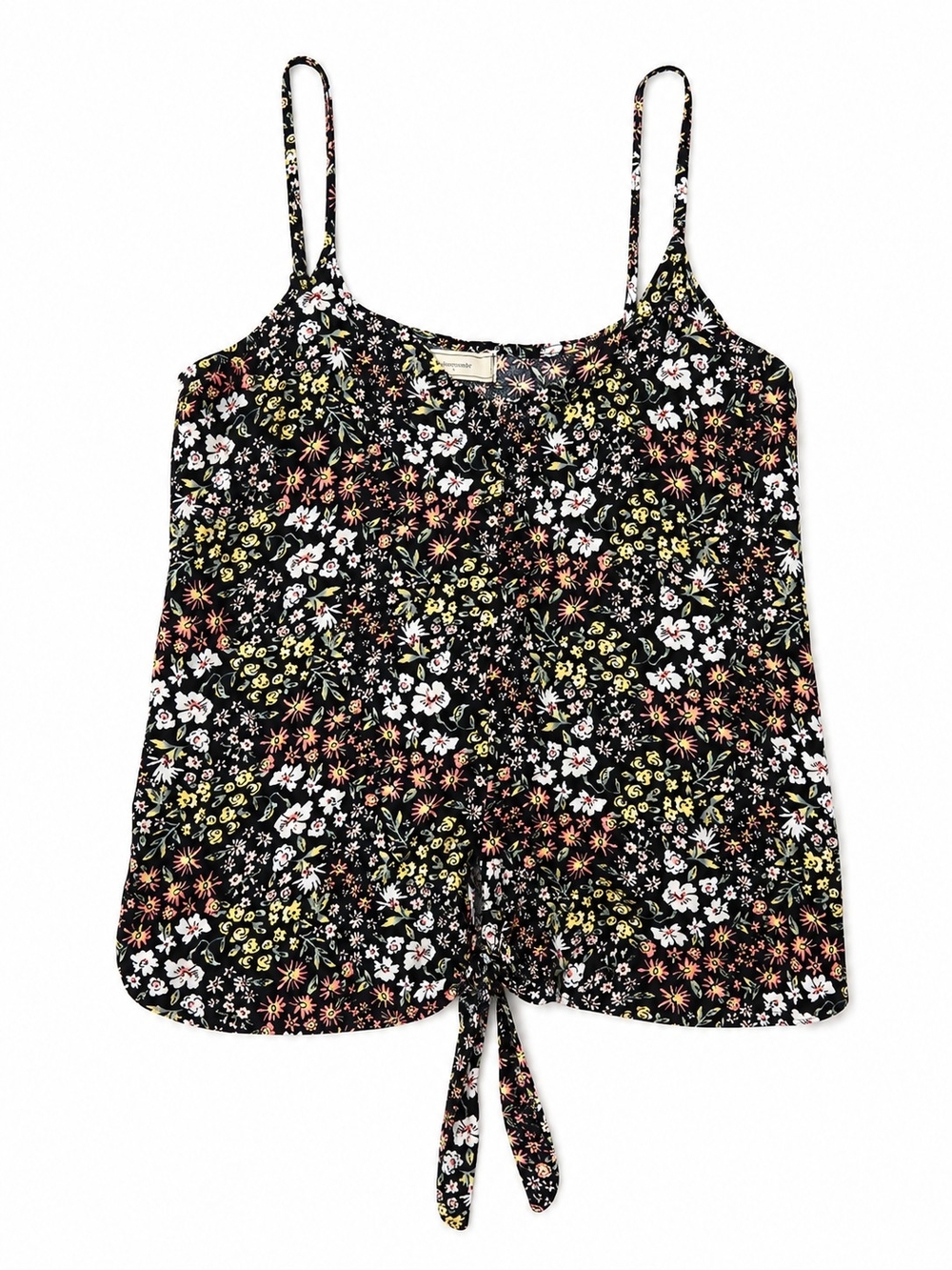 Floral Tie-Front Cami Tank Top, Size Small